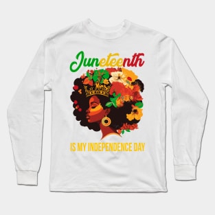 Juneteenth Black Queen Afro Women African American Graphic Long Sleeve T-Shirt